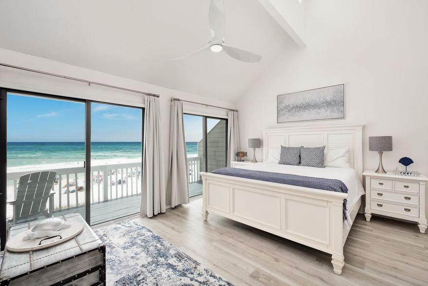 PRICE IMPROVEMENT!!!! You do not want to miss your opportunity to own this tastefully updated GULF FRONT 3 bed, 2.5 bath townhome on the quieter end of 30A! Recent updates include on-trend interior paint, stainless steel kitchen appliances, coastal furnishings including a bunk room for the kids, luxury vinyl plank throughout the upstairs, and new walk-in primary shower. Wake up every morning in the amazing primary suite complete with coffee bar, sitting area, and unbelievable gulf views. With the ability to sleep 11, and enjoy both sunrise and sunsets from this end unit. Rental income is projected to be $140K...So, what are you waiting for??? Make this home yours today!