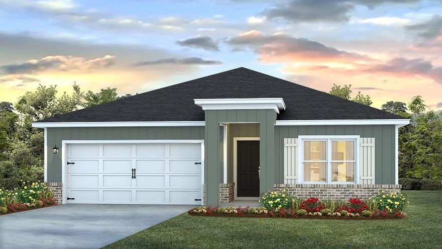 The Cali is a one story floor plan 4 bedrooms, 2 baths, covered back porch & 2 car garage. This sought-after design offers an open kitchen featuring an island bar, stainless appliances, corner panty & eating area. The kitchen opens to the great room with access to the covered Patio. Bedroom 1 is just off the back side of the house & the adjoining bath features a walk-in closet, dual sinks and large 5' shower. Beautiful wood look flooring throughout & Frieze carpet in the bedrooms. The Smart Home Connect Technology System Package with the video/camera doorbell, keyless entry & more, makes this home a winner. Gorgeous 3-sided brick Craftsman style home in N. CrestviewPictures, photographs, colors, features, &sizes are for illustration purposes only & will vary from the homes as built.