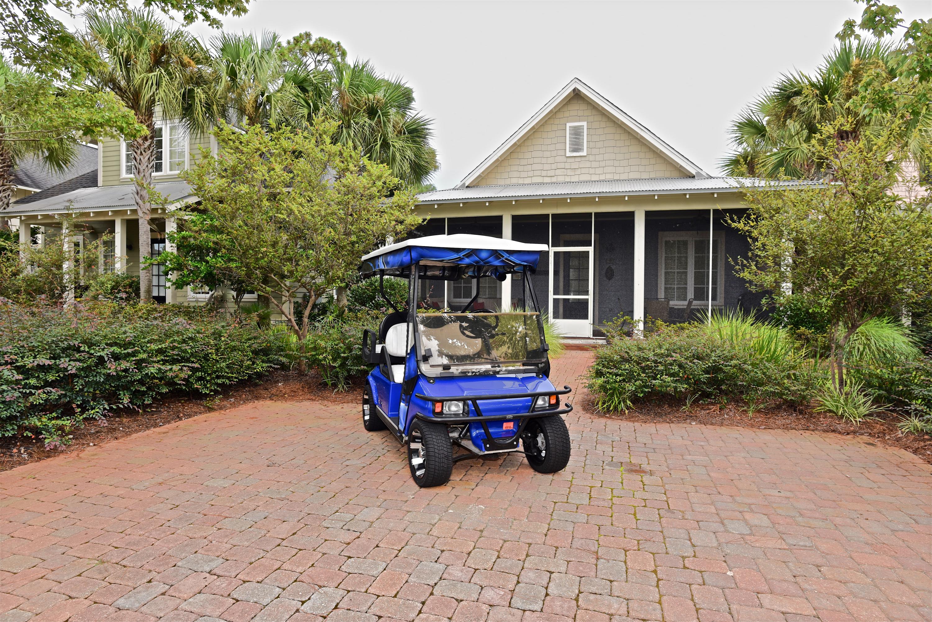 6 month fully furnished lease. Located in the Bungalos neighborhood at Sandestin this 3BR/2BA sleeps 6 people comfortably, and includes a golf cart. The gourmet kitchen boasts plenty of workspace atop beautiful granite countertops, and ample cabinet and pantry space, including a spacious laundry room with full-size washer and dryer. There is seating for 4 at the dining table while 3 fit easily at the bar. Just off the adjoining living area, you'll find a screened porch and patio for outdoor cooking and enjoyment. The Master suite offers a queen bed, and private bath with dual vanities, walk-in closet and a spacious shower.