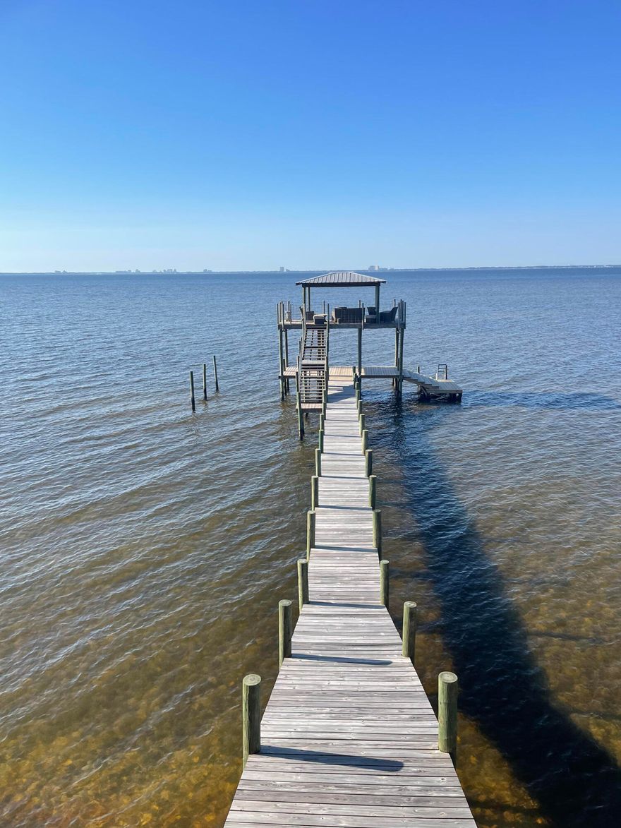 Absolutely beautiful waterfront home on Choctawhatchee Bay with stunning million dollar views! Enjoy the 2 story covered dock while watching the wildlife, boaters, sunrises and sunsets!

Upon entering the home you are greeted by a large foyer which also has an exit to the first level covered porch that extends the length of the home. Just down the hall from the foyer are two bedrooms with good sized closet space and an adjoining full bathroom with shower/tub surround. 

Up the wood cased stairway you will find spectacular views of the Bay from the many windows that adrorn the back of the home. The home has an open kitchen and living room area and half bath. Off the living room are French doors to the vaulted covered back deck with tongue and groove ceilings. This space is great as it provides cover when there is incliment weather.

Just off the living room is your over sized master bedroom overlooking the Bay with an abundance of windows and private  exit to the back deck for coffee in the morning or evening sunsets.  The master bedroom includes two walk-in closets and private master ensuite including a jetted soaking tub and seperate shower.  

The entire home has all recently been painted to include the trim and cabinetry. Wood flooring throughout and new carpet in the bedrooms. 

The roof is metal, the HVAC is 2016, the water heater is 2009. Most of the decking was replaced recently too! And to top it off the flood policy is held with Wright and is less than $750 per year!

There is nothing to do to this gorgeous home but to move-in and enjoy fine waterfront living!