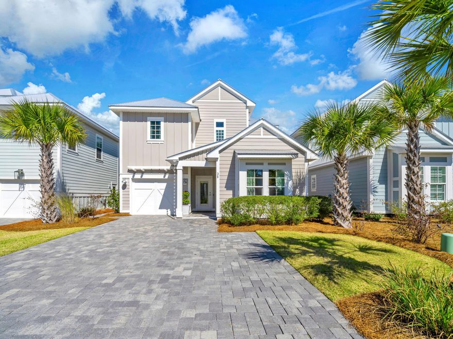 Enjoy coastal living south of Highway 98 in this meticulously maintained home with convenient access to 30A's beaches, shopping, and dining. Featuring an open floor plan, the living and dining areas seamlessly transition to a covered patio and fenced-in backyard overlooking protected woodlands. The chef's kitchen is complete with upgraded lighting fixtures, gas plumbing installed for a gas oven, and marble countertops. The first level guest suite features an en-suite bathroom with a seamless glass shower and designer tile. The primary suite, located on the second floor, is a tranquil retreat featuring a large walk in closet and spacious primary bathroom. Two additional second-floor bedrooms, each with walk-in closets, share a bathroom. The heated and cooled one-car garage provides  storage as well as an extra flex space. The home is also equipped with a tankless water heater. Constructed by one of 30A's most sought after builder's, this 4-bedroom, 3.5-bathroom home is both functional and full of charm. 
Sugar Sands Estates features a community pool and clubhouse.
No short-term rentals allowed, only leases of six months or longer.
