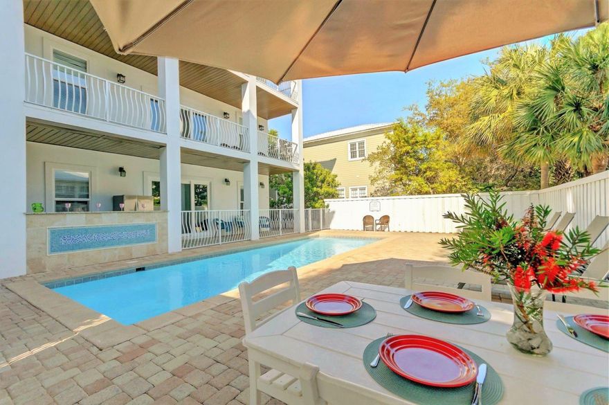 CALLING ALL INVESTORS!  This lovely 8 bedroom home supremely located in the Frangista Beach community of Miramar Beach is sure to impress.  With over $178,000 of rental income on the books so far for 2021, this home makes for a fantastic investment opportunity.  The first floor of the home features a bright and modern living area that flows seamlessly from living room to kitchen to dining space. The kitchen features stainless steel appliances and a breakfast bar with seating for 4. Step out the sliding glass doors to head to the pool and summer kitchen. The home isn't lacking for entertainment with the media room on the 1st floor and the game room on the 2nd floor.