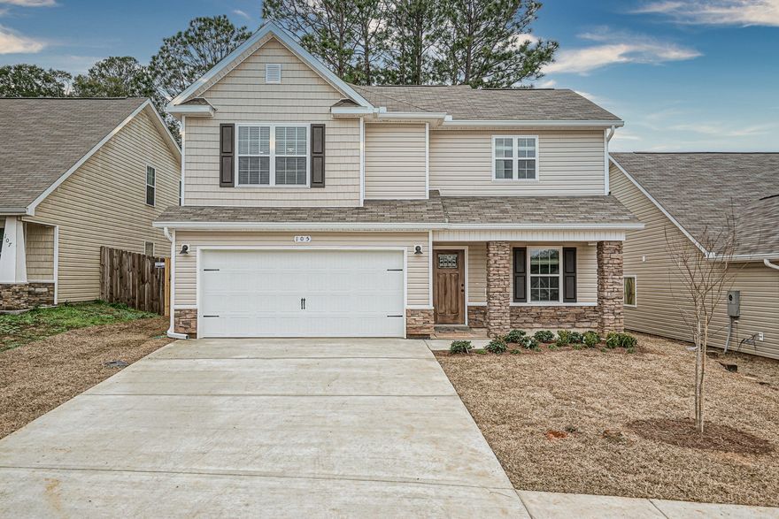 This craftsman home is located 14 miles from Duke Field, adorns a spacious open downstairs floor plan.Light & bright eat-in kitchen with Ivory cabinets,Toasted Walnut laminate flooring, breakfast bar,adjoins the dining room and Family room area.Flex room or 5th bedroom downstairs off the foyer. Three additional bedrooms upstairs along with the Master suite. Both baths with tile floors, spa sinks, & cafe' cabinetry. Decorative Columns, cedar shake vinyl siding and stone accent the exterior of the home. Actual colors may vary and are subject to change. Fully sodded and landscaped. Pictures are from a previously built home but the same floor plan. Plans and Specifications subject to change without notice. See more comments for color selections. Completion date : 1/30/21