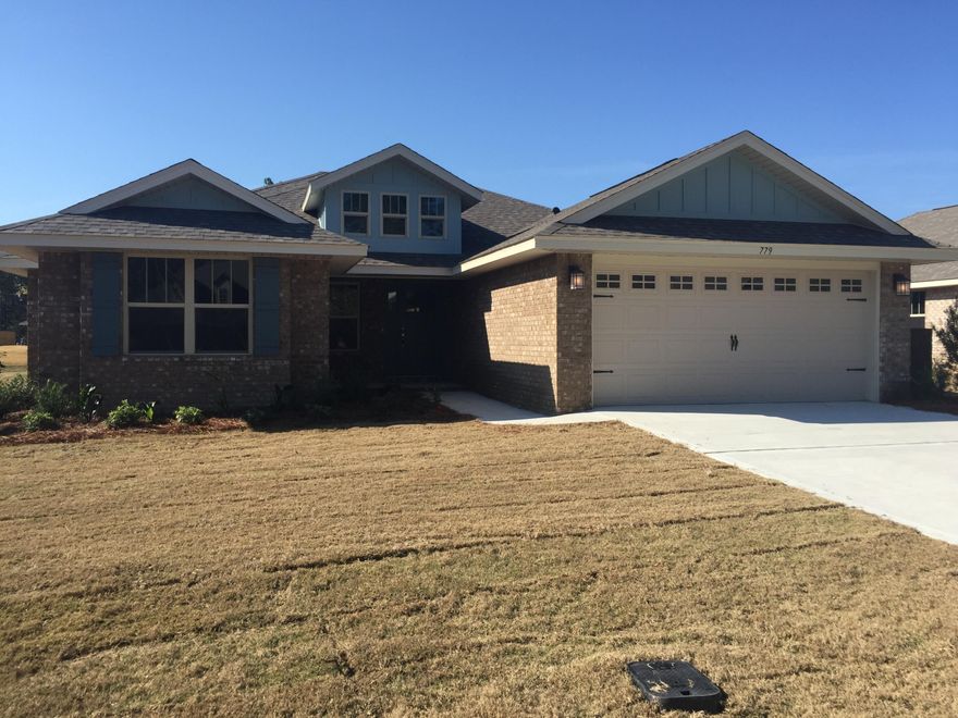 Traditional all brick 4/2 home on the lake! 1710 SF of living space with nice covered entry porch and covered back porch as well! Split bedroom plan for privacy. Interior of home will have granite counters, upgrade paint, beaded cabinetry, Moen fixtures, 5 1/4 baseboards, GE stainless appliances, Master suite with 4' walkin shower and garden tub. 1,2 and 10 year warranties plus closing costs paid with approved lender! (except prepaids) CDD fee applies.