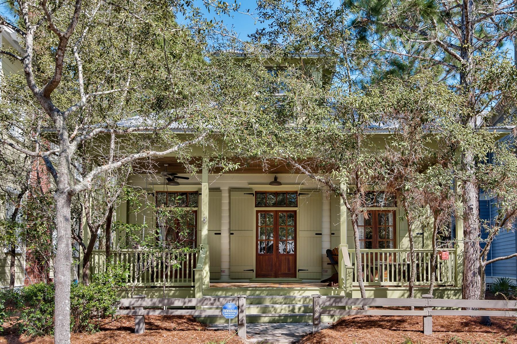 As your buyers walk onto the porch they will feel the history of happy memories made at this home. Planned, used and loved as a family vacation home only, the care of this home will be obvious when you walk thru the door. After your buyers catch their breath, they will not be able to take in everything at once - tin ceilings, transoms, gorgeous brand new hardwood floors, a brand new kitchen that feels timeless, shiplap on every wall, elegant but casual furnishings (which all convey) and details too numerous to mention. The location of the home across from Camp Watercolor speaks for itself - so near this first amenity to be renovated yet so private with no other homes across the street. The hanging bed swing will be someone's favorite spot but there is something for everyone