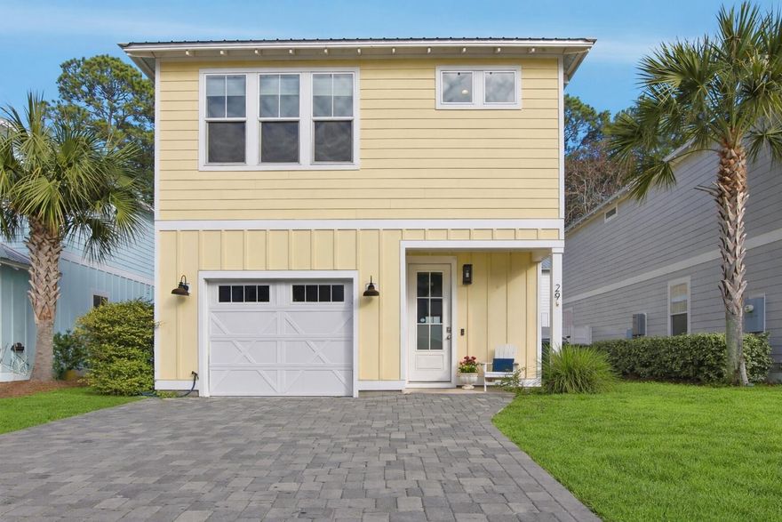 PRICED TO SELL! Discover this ray of sunshine! This charming and quaint community is located across from the bay with a boat launch near by! This captivating craftsman style home is conveniently located in the peaceful community of Lighthouse Pointe. Within just a few minutes walk, is a variety of local favorite Bay Front restaurants, with live music daily. Your new home is less than 4 miles from the pristine beaches of the Emerald Coast offering white sand beaches and emerald waters. The attention to detail and dedicated craftsmanship is evident in this 3 bed/ 2.5 bath home. This residence offers a thoughtfully designed layout with wood-like tile flooring on the main level and LVP flooring upstairs, ensuring both style and easy maintenance.The inviting living area seamlessly transitions