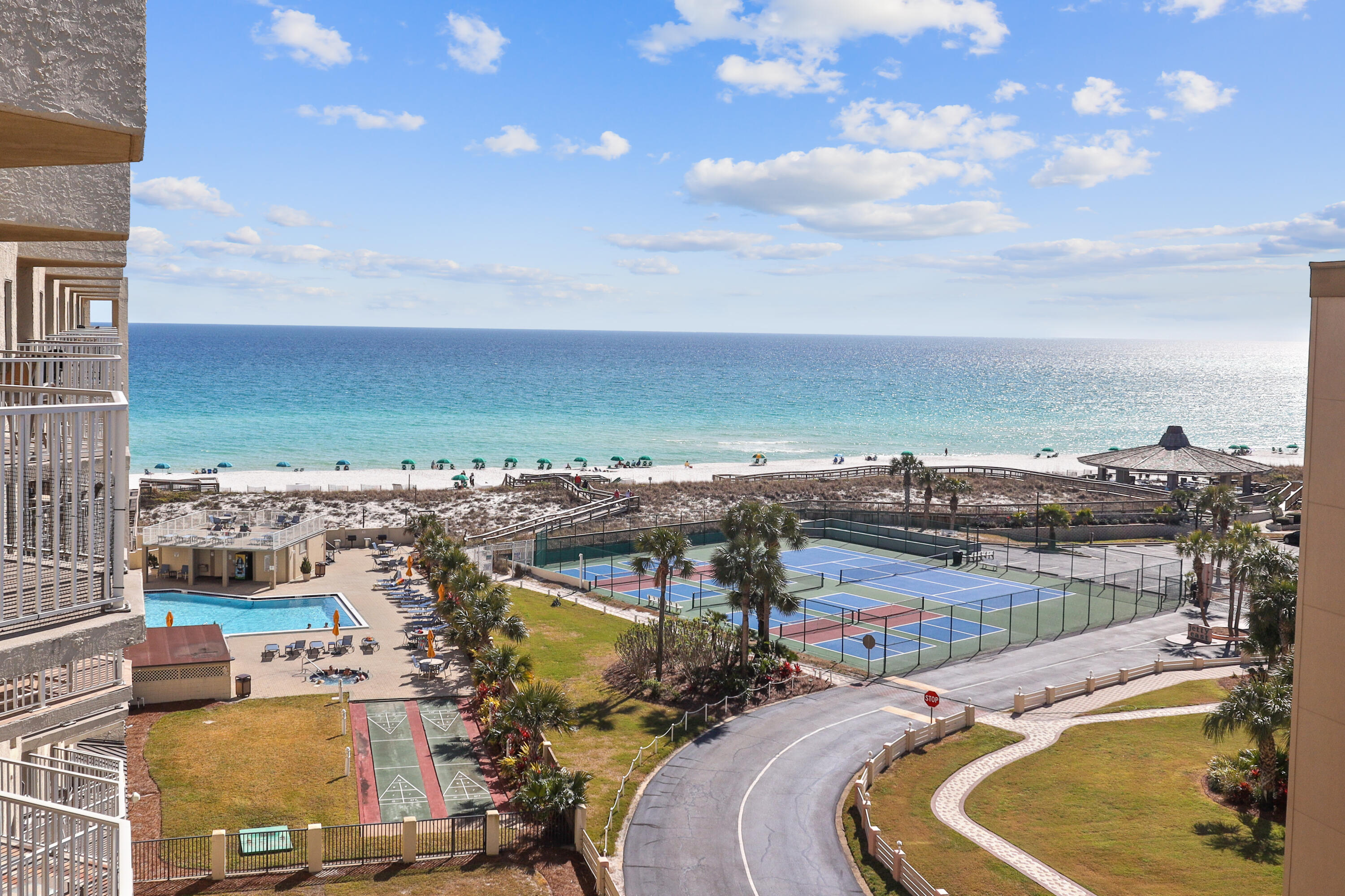 Welcome to your dream coastal retreat at 506 Gulf Shore Drive, Unit 617, in beautiful Destin, FL! This top-floor gem offers stunning sunset views that will take your breath away. With 1,362 square feet of well-designed space, this 2-bedroom, 2-bathroom condo is the perfect place to unwind and enjoy the serene coastal lifestyle.  The open layout seamlessly connects the living room to a private outdoor space, perfect for sipping your morning coffee or enjoying an evening cocktail as the sun dips below the horizon.  Beyond the confines of your residence, indulge in a host of exceptional amenities. Take a refreshing dip in the sparkling pool or enjoy a leisurely stroll along the waterfront.  Don't miss your chance to make this slice of paradise your own!