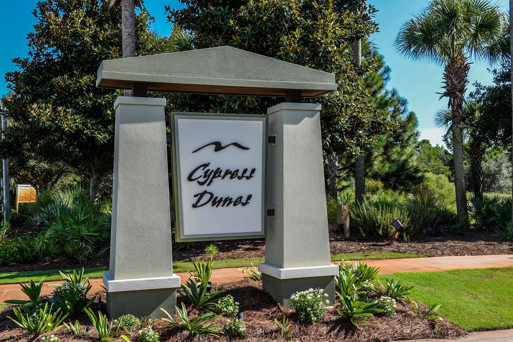 Incredible opportunity to build in one of Scenic Hwy 30A's hottest neighborhoods. Lot 57 is lowest priced lot in Cypress Dunes that backs up to Top Sail State Park. This location will allow your dream home to always have gulf views from the 2nd and 3rd floor. Cypress Dunes amenities include a 4000 square foot Infinity Edge pool with breathtaking Gulf views, hot tub, workout room with Gulf views, Owners Clubhouse with kitchen, outdoor covered lounging area with a fireplace & second floor sun deck, tennis courts, security, limited yard maintenance, lake with Cypress trees and boardwalk, large recreational lawn area & another community pool facility located in Phase II. The Beach Cottage style homes are built by John Willis Homes.