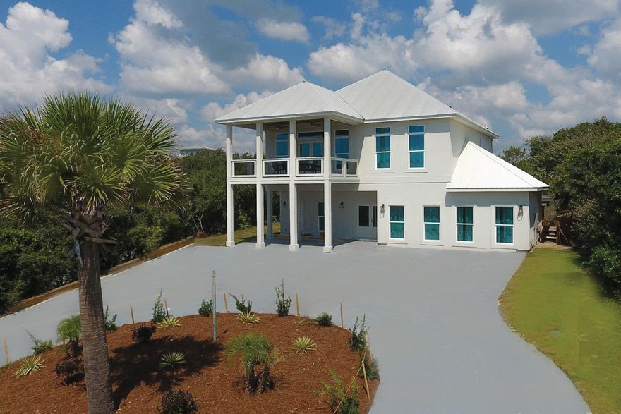 This beautiful new property offers incredible gulf views, a private pool, a huge back yard and room to accommodate 22. This home is perfectly located within steps of the sugar white sands and emerald coast waters. Rosemary Beach, Seacrest Beach, Alys Beach, 30Avenue and The HUB are all a very short bike ride away and offer a tremendous selection of dining, shopping and entertainment.As you enter the property, the grand foyer welcomes you into this wonderfully decorated and professionally furnished home. On the first floor you will find 2 king bedrooms, 1 queen bedroom, a large bunk-room, 3 bathrooms, and a large laundry room. You will also locate on this level the secondary living space with plenty of room for movie watching, gaming, etc on the 55'' TV.
