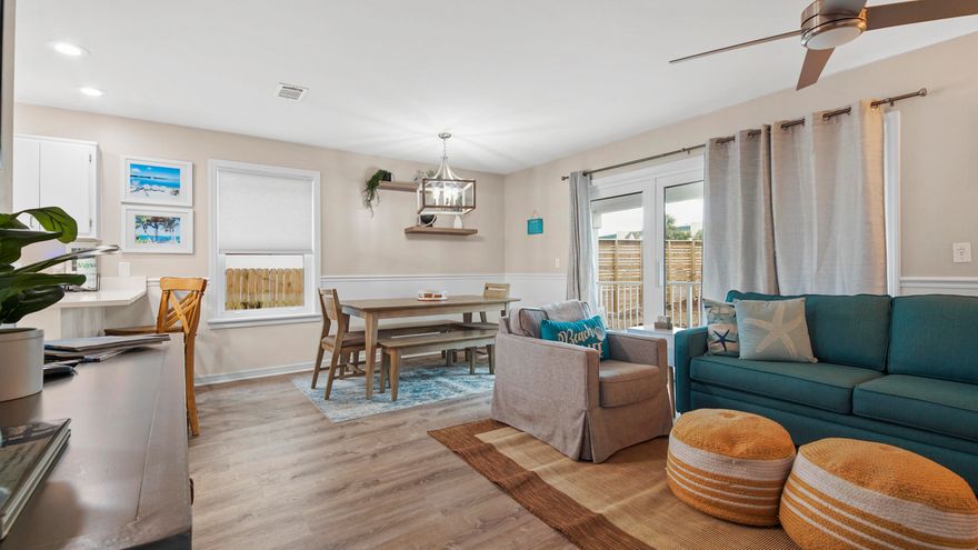 Completely remodeled ground floor unit in Seagrove, South of 30A! This unit comes completely furnished/turn key ready for rentals. Updates include LVP flooring, smooth ceilings, interior/exterior paint, appliances, new granite, light fixtures, kitchenware, mattresses, furniture, window treatments, patio furniture, ceiling fans, TV's and washer dryer. Updates with special assessment include new siding, new windows and sliding doors, rewiring of electrical boxes and exterior lights. Beachside Villas' amenities include 2 swimming pools, tennis court, pickle ball court, shuffle board, grills, a club house and beach access. Seaside is just a quick bike ride away plus multiple restaurants and shops are found along the way in Seagrove.