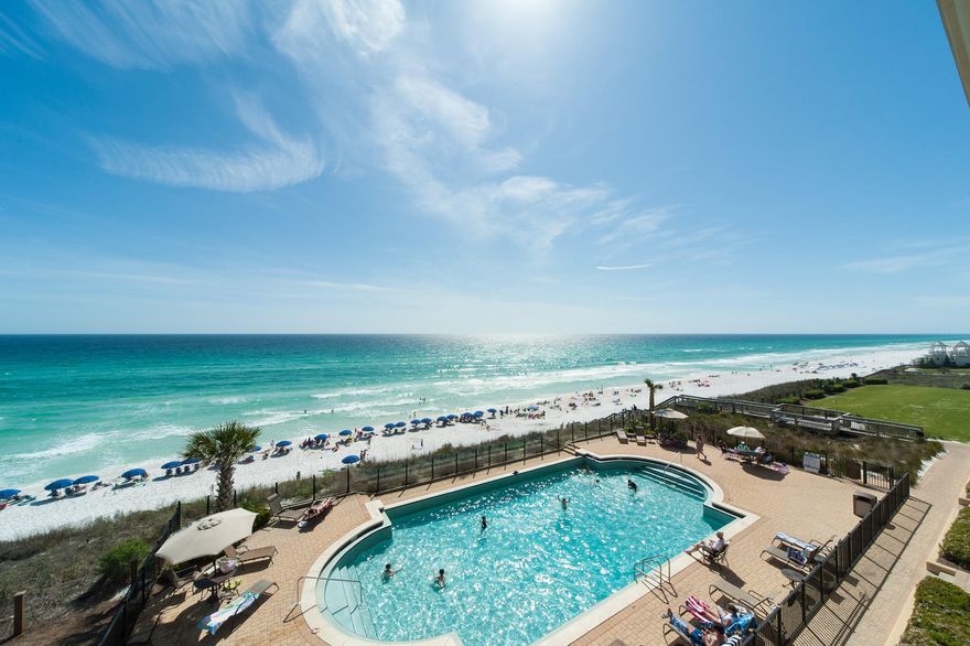 EASY SHOW! NOT ON RENTAL PROGRAM! This east end gulf front unit overlooks the heated infinity edge pool at Adagio in Blue Mountain Beach. Offering significantly more natural light than an interior unit, its spacious rooms are bright and inviting, and its southeast orientation helps maintain comfortable conditions throughout the day. Diagonally-laid travertine stone floors carry throughout the principal living areas that include a gourmet kitchen with raised panel wood cabinets, granite counters, and Viking stainless steel appliances that include a coveted gas range. A wrap around bar provides over flow seating for the adjacent dining area. Both the gulf front living room and master bedroom enjoy access to a deep covered balcony with room for multiple seating configurations.