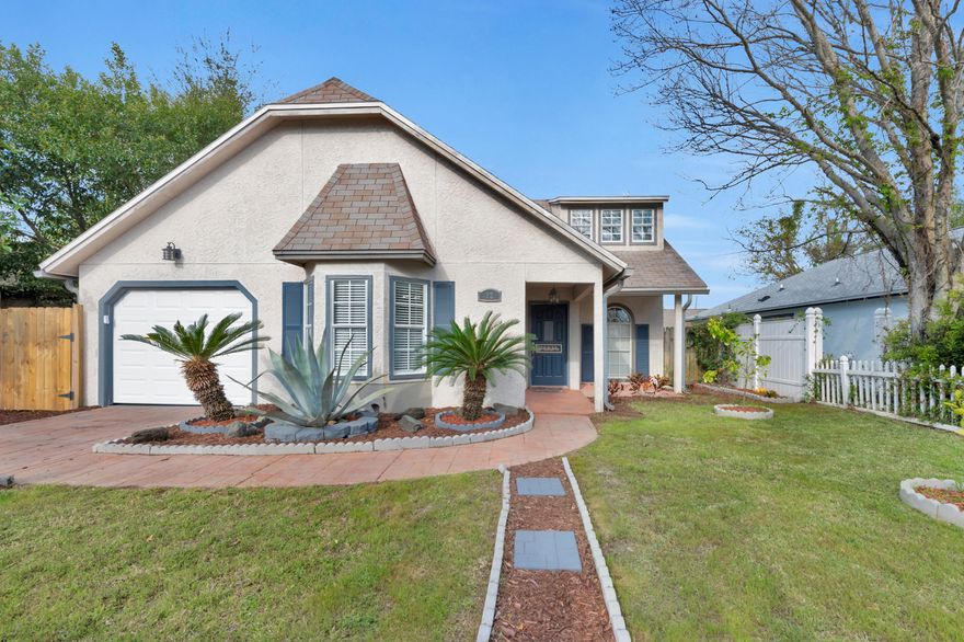 Adorable French cottage in the heart of Destin, Open remodeled kitchen with silestone countertops and 42 inch cabinets. Living room has a wood burning fireplace. Master bedroom downstairs and the 2nd and 3rd bedrooms and a bonus room are located on the second floor. Very low maintenance backyard with lots of decking and a small garden area. The Florida room has been enclosed for extra added living space(not included in sq ft). All newer appliances including brand new washer and dryer! Close to docks, nightlife, shopping, schools, parks, and more. $10,000 for roof credit at closing.