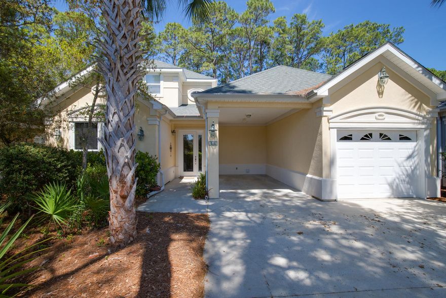This beautiful 3BR/3BA home is located on the third fairway of the Santa Rosa Golf Club. The open, spacious floor plan offers direct views of the golf course from both the first and second levels.
The ground floor master suite offers a large walk-in closet in addition to a second closet. The master bath is a true five fixture bathroom with a separate walk in shower, large bathtub and dual vanity. Separated by the living area is the 2nd guest bedroom with full bath and spacious closet. The kitchen has been updated with stainless steel appliances, tile back splash and granite counter tops. Floors are tile with the exception of bedrooms and living room (new carpet in L.R.) Outdoor entertaining/dining is easy with 2 screened porches off the main living & dining rooms. The ground floor laundry room opens onto the one car garage. 
The 2nd level features a third bedroom with total privacy, a walk-in closet, 2nd linen closet and balcony overlooking the golf course. 
Location!!! Price aggressively, this home is located near the community pool, a short walk to Oyster Lake, and to the public beach access. Contact agent for showing. Typically an easy show. 
Please note that Fairway Villas has a no short term rental policy. No rentals less than 30days.