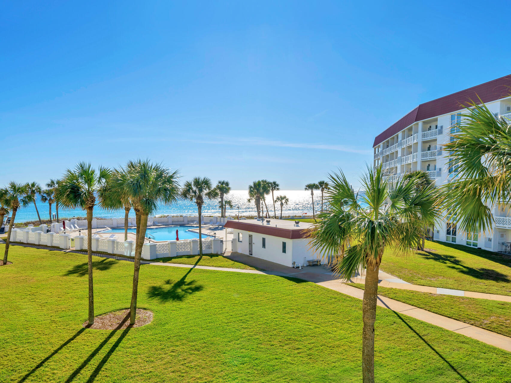 Great view of the Gulf of Mexico from the balcony of this nicely updated condo. Open kitchen, with beautiful cabinets, stainless appliances and granite counter top. This is an end unit with lots of  natural light coming from the extra windows. Tile floor through out.  Master Bath has a step in shower with glass doors and tile. Updated vanities and lighting in both bathrooms.   El Matador offers lots of green space and some of the least crowded beaches around. Seasonally heated pool, gulf front pool, fitness center, basketball, tennis, hot tub and sauna. Many fun restaurants and attractions in the area. Make family vacation memories and you can also cash in $$$ on vacation rentals.