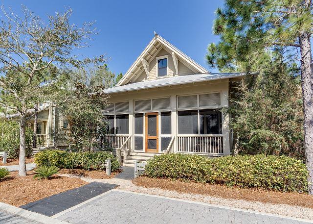 Great opportunity to own a home in the Camp District of Watercolor. This home has 2 bedrooms on the first floor including a very large master Suite. The kitchen, dining and living area are very open and great for entertaining. Thermadore stainless steel appliance package in the kitchen, Pine floors throughout and vaulted ceilings in the living and dining area. The back of the home has a large covered porch and a screened porch for enjoying the private setting of the Nature Preserve. The second floor includes 2 additional bedrooms, one with double bunks and the other with twin beds and a trundle. There is a large storage area under the back porch for bikes and other equipment. The home grossed $62k in rental for 2012. The Camp Watercolor Pool complex and Wood Fern Park are just steps away.
