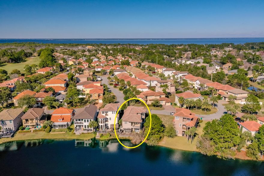 INSULATED CONCRETE FORMS (ICF BLOCK) CONSTRUCTION!! This incredible 4-bedroom home enjoys a delightful setting on the lake in the gated community of Calusa Bay, which is centrally located in Destin, just east of Destin Commons. While the home's exterior is a beautiful take on the Mediterranean style of Calusa Bay, complete with courtyard and iron wrought balconies,...