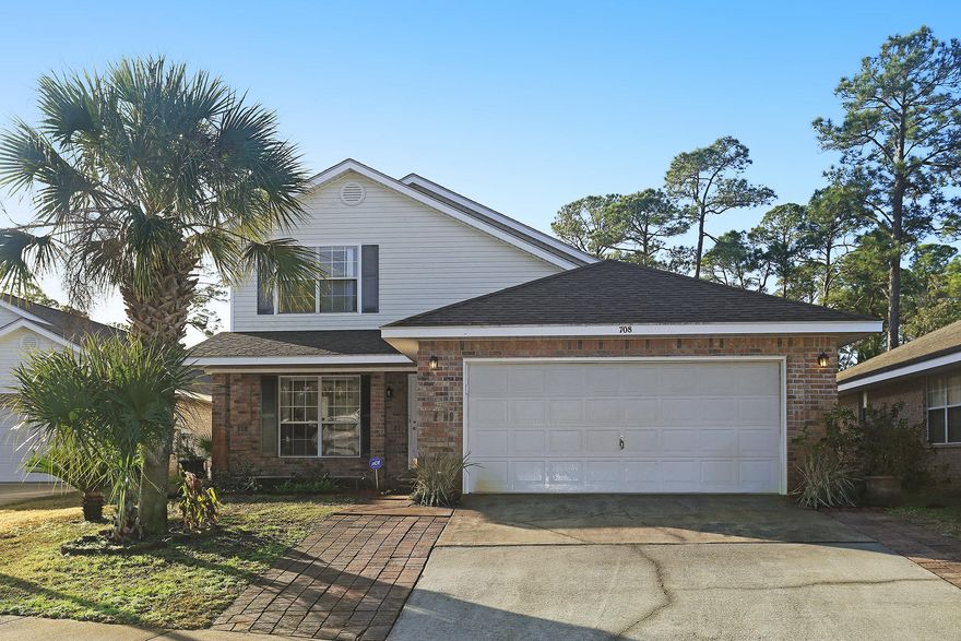 GREAT FLOOR PLAN & WATER VIEWS! This 4 bedroom and 2.5 bath home is conveniently located within 3 miles west of the Hurlburt Field Air Force Base, about 5 minute drive to Navarre Beach and with a BRAND NEW HVAC. Enjoy beautiful water and sunset views from this two story and 2,258 sq ft property that sits by the Santa Rosa Sound. On the first floor the master suite features walk-in closet, double vanity and garden tub. Upstairs you will find 3 bedrooms and a huge bathroom with double vanity! This quiet Marsh Harbor community has a neighborhood boardwalk to the beach for endless relaxation!