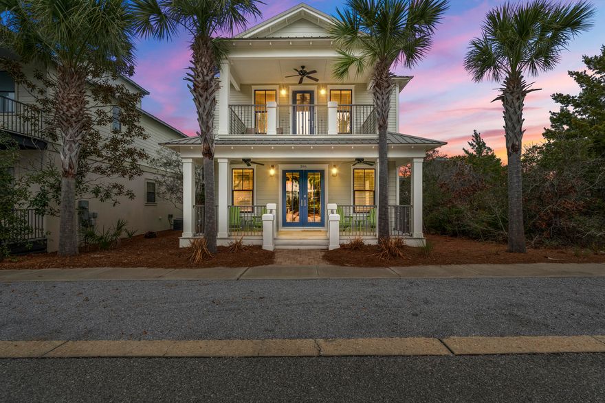 This charming coastal cottage is a fantastic investment opportunity, offered turn-key and ready to serve as a lucrative rental, a beach getaway, or your primary residence. Located between Alys and Rosemary Beach on a palm-lined street just steps from the Gulf of America, this home providesthe relaxing oasis you've been dreaming of. Step through the French doors into a beautifully appointed open living space, where abundant natural light creates a welcoming atmosphere.Coastal elegance is evident throughout, with covered porches, granite countertops, tile floors, crown molding, a breakfast bar, and an open-concept design--all fully furnished for convenience. The large primary bedroom is a true retreat, featuring a private balcony and a spa- like ensuite. Three additional bedrooms provide ample space for family and friends. The garage and additional parking make this cottage a must-see property along the Emerald Coast.