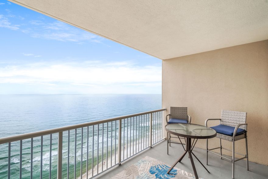 Price improvement !Beautiful views of famous white beaches from a beach home just as beautiful!  Stunning beach home in Palazzo, a highly sought after intimate community with only 129 properties, offers a spacious 1026 square feet of living space that includes a bedroom and  bunk guest room.  Fully updated, nearly every corner has been touched with upscale finishes and on trend decor. Palazzo is on the west end of Panama City Beach, convenient to Pier Park  to the east and all that 30A offers to the west, yet is also a tranquil environment.  Owners and guests will appreciate the covered parking under the building  providing ease and convenience.  Palazzo owners enjoy a gorgeous 2nd level pool on the beach, spa , work out facility and  a long expanse of beach!  See this one!