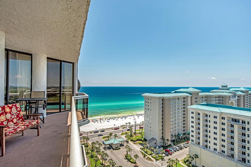 Gorgeous Penthouse, top floor 3BR/ 3BA corner unit. Easy to view! These rarely come on the market and this is currently the only one available, the private Penthouse level is accessed only by owners and their guests. Watch the waves crash as you enjoy coffee on the balcony or watch the sunsets with this exclusive westerly view of the Gulf of Mexico. Extensive panoramic views of the gulf and the bay. Floor to ceiling windows and sliding doors allow lots of natural light to pour into the unit, illuminating the large great room and open kitchen. Kitchen boasts a breakfast bar with seating for four and a double sink. This unit has a separate unit with a separate entrance so it can be rented separately os together. The three bedrooms (one master plus two additional guest rooms) are very spacious and expertly furnished. Surfside Resort has amenities including wifi hot spots inside and out, large pool deck overlooking the gulf including a large heated pool, kiddie pool, 2 hot tubs, enclosed bath house (with showers & saunas), fitness center, lighted tennis courts, basketball, shuffle board, pool side Tiki Hut and beach bar which serves sandwiches & drinks. The resort also has an in-house restaurant, an events room located adjacent to the restaurant and available for weddings, parties, or business meetings; as well as a massage spa and hair/nail/facial salon. There are two parking garages, one for owners only, and one for guests, so covered parking is always available. Surfside Resort is fabulously built, concrete and steel Cat.5 building and very well maintained by its active HOA/Board of Directors. There are on-site maintenance and management offices, resort security and a full service front desk located in the beautiful lobby to assist owners and their guests. Surfside is located in Miramar Beach. This fabulous location is walking distance to many of Scenic 98's destinations. All dimensions and information herein is deemed reliable, but should be verified by buyer. Unit is being sold completely furnished.