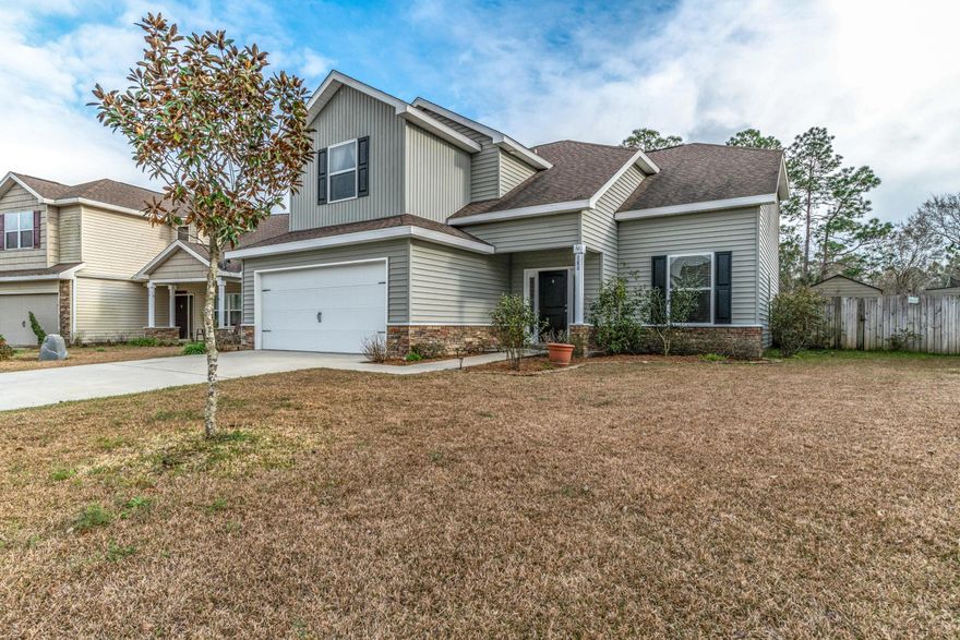 This gorgeous South Crestview home is situated nicely on a flat lot and is located just minutes from 7th Group, Eglin AFB, and the gorgeous Emerald Coast. Throughout the first floor you will notice a fantastic flow to the home: starting with the oversized family room that is open to the kitchen and dining space making entertaining easy. Out back is a covered lanai perfect for relaxing while looking out onto the large, in ground saltwater pool which also has a removable safety gate for peace of mind. The downstairs space also offers a large laundry room with ample storage, a flex room, & a full bathroom. All four upstairs bedrooms are nicely sized with the master suite boasting a spacious bathroom with dual vanity, garden tub, separate shower, & walk in closet! Schedule your tour today.