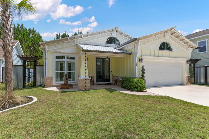 Experience Florida living in this incredible custom home, featuring stunning poplar wood ceilings, three-dimensional epoxy flooring, amazing outdoor space with stone waterfall fountain, metal roof, and 2 car garage.

This home is adorned with high end custom finishes throughout, including 8-foot solid wood doors, tall ceilings, iron work on the staircase, and floor to ceiling glass doors and windows.

The open kitchen boasts exquisite quartzite countertops, high end appliances and beautiful cabinets. The spacious owner's suite offers unparalleled comfort and elegance with an amazing en-suite bathroom. The secondary bedroom is perfect for your guests.  This home offers a great loft overlooking the living space that is designed for an office or can be used for an extra sleeping space. The outdoor space is equally impressive, featuring a stunning stone wall with a fountain and a covered entertainment area, perfect for hosting gatherings. Pride of ownership is evident in every detail.

Located in the highly desirable Santa Rosa Beach area, this home is convenient to everything and offered at an affordable price. Don't miss the opportunity to own this exceptional property!