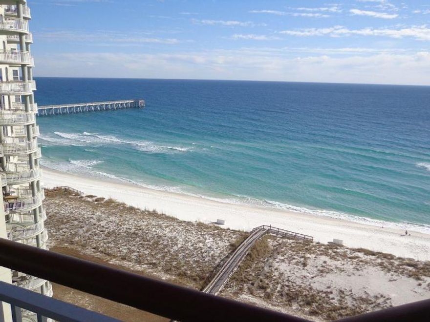 A Rare Find on the 18th floor! Stunning two bedroom luxury Penthouse living on Navarre Beach. Spectacular views from every room. The upgrades include all new lighting and fans, professionally painted with Sherwin Williams paint 5 months ago, Custom closets in each bedroom, new hardware on all drawers in kitchen and bathrooms, back splash in kitchen and bathrooms with glass mosaic tiles, nickel switch plate covers in kitchen, bathrooms, and master bedroom and window treatments. Must see this piece of paradise.