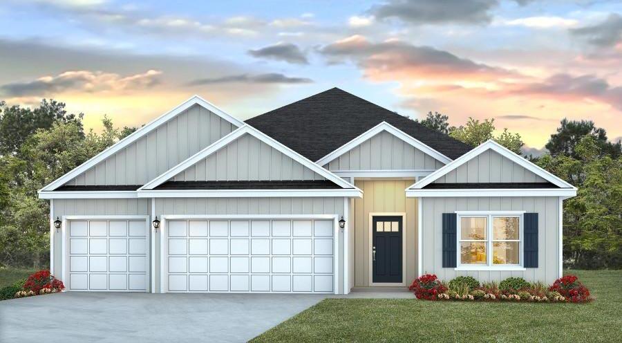 Gorgeous new construction in the new Hillwood Estates community located in fast growing North Crestview. The Destin floor plan is one of our most popular designs: 4 bedroom, 3 bath, covered patio and a 3 CAR GARAGE. Trey ceilings add elegance, beautiful granite counter tops, undermount sinks in the kitchen and baths.  Nice stainless-steel appliances, quiet dishwasher, large island bar with a roomy corner pantry. Spacious bedroom 1 features a large walk-in closet and a beautiful adjoining bath with double vanity, garden tub and large separate shower. Awesome low maintenance LVP wood-look flooring throughout with frieze carpet in the bedrooms. This home comes standard with a 'Smart Home Connect' System and offers GREAT curb appeal.