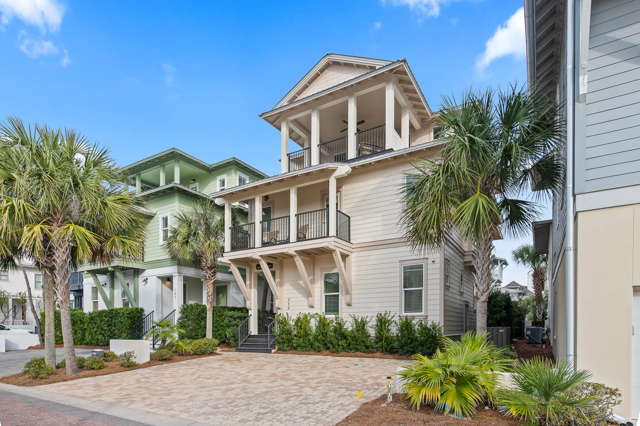 RECORD HIGHEST SALE PRICE IN WATER'S EDGE COMMUNITY HISTORY OF ANY NON-GULF-FRONT HOME. Only four rows from the beach in the exclusive gated community of Water's Edge, this home's superior design, construction, and location combine for the perfect beach retreat less than fifty yards from the beach and only three minutes on foot from the Rosemary Beach Town Center. A gourmet kitchen, private back yard with pool and spa, ample living areas, and expansive outdoor space combine to invite large groups to gather comfortably. Five large bedrooms, all with private or semi-private baths, offer sleeping space for 14. The home is a reliable rental performer, with over $190K in revenue booked for 2021 as of March 26. The well-appointed kitchen, located on the ground floor, features granite
