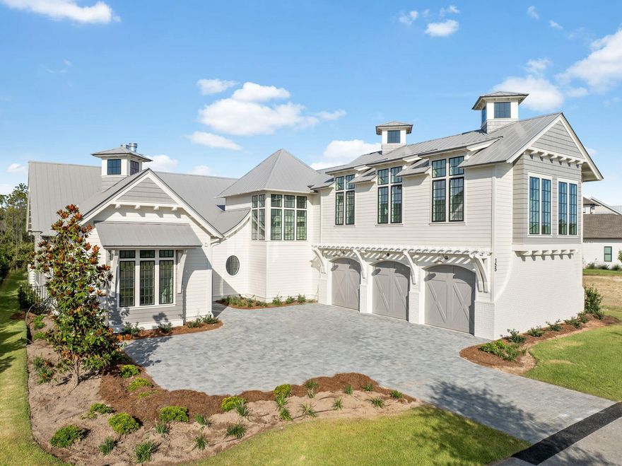 Newly constructed and thoughtfully designed, 155 Golfridge Drive offers over 6,200 square feet living space within the private, gated community of Watersound Camp Creek. Outside Centered around a private interior courtyard with a pool, spa, and covered outdoor living area, this home combines high-end design with functional layout.The first level features a spacious primary suite with sitting area, large walk-in closet, and spa-style bath, along with two additional guest suites, a gourmet kitchen with Wolf appliances, walk-in pantry, and open-concept living and dining areas. Just off the main living space, a private sitting room includes a built-in wet bar, vaulted ceilings, and custom finishes that add to the home's distinctive character. Upstairs, two guest suites and a bonus room with wet bar offer flexible living space. A cupola adds architectural interest and natural light throughout. The attached 3 car garage and driveway provide ample parking, and the home backs to preserved green space for added privacy.

Located within Watersound Camp Creek, residents enjoy access to club amenities including golf, dining, fitness, and pools. 

Buyer to verify all dimensions and information.

