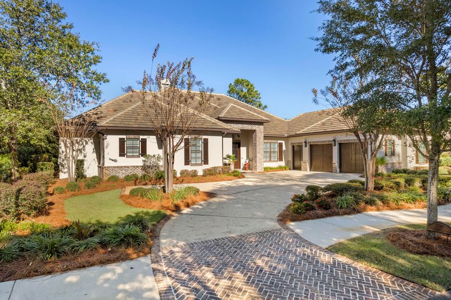 Beautiful custom built, lakefront residence overlooking the Burnt Pine Golf Course inside the gates of Sandestin.  This stunning, quality home is ALL ON ONE LEVEL!  Peaceful, serene views from this truly special offering, perfectly situated on 110 feet of lake front property. The Spacious Master Suite opens to a separate screened outdoor living space.  Chef's dream kitchen and main living area also open to screened outdoor areas, perfect for maximizing views and for entertaining year around.  Summer kitchen, Impressive wine room, separate dining room, separate study with built in desks for two, butler's pantry, cypress ceilings and ample storage are just a few of the many features found within this lovely home.  Includes a golf cart, and is offered furnished with just a few exceptions.
