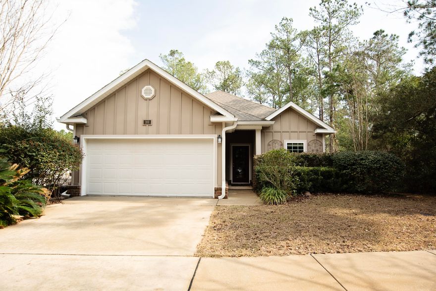 Location is ideal for this one-story home, just behind the Freeport Publix and a 10-15 min drive to the beaches and Hwy 98. This one owner home has been well maintained with freshly painted interior (with Agreeable Gray) and offers an open floor plan with all tile flooring and trey ceiling in the living room. This opens up to the kitchen with corner pantry, granite counters, breakfast bar, SS appliances and recessed lighting. You will discover a beautiful master suite, including trey ceiling, master bath with double vanity, separate shower and soaking tub. Outdoors, you'll have the option of relaxing in a screened porch or open deck, overlooking 75 feet of common space filled with beautiful landscaping. Qualifies for all financing types.