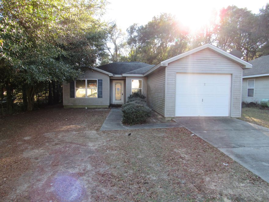 REO. Affordable three bedroom, two bath home situated on .16 acres just north of I10. Convenient to Duke Field, 7th Group Special Forces Compound and Eglin AFB. There is a spacious living room, large kitchen with plenty of cabinets, as well as a formal dining area. Other features include his and hers vanities in the master bath, a single car garage, and a large, level back yard. Sold as-is. Search property on www.auction.com for details and pre-auction offer opportunities. Decisions may take one week. Contact agent or auction vendor directly for info. 5% or $2,500 minimum buyer's premium paid at closing. Bank of America employees, spouse or domestic partner, household members, business partners and insiders are prohibited from purchasing.