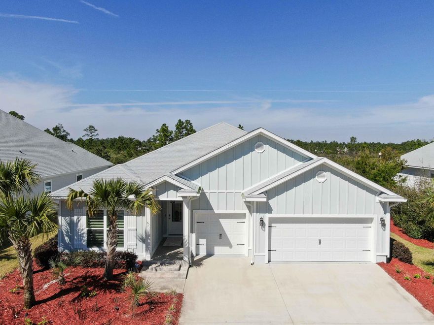 Perfect Primary/secondary 30a Home.  Single floor construction, 3 car garage, long term rentals only, low HOA, peaceful/family friendly neighborhood and a quick golf ride to 4 public beach accesses.  Updates and renovations will be noticed from the curbside.  The front yard offers a Florida greeting with the inclusion of 7 newly installed palm trees, flowers and Zyocia sod creating a warm welcome before entering the home.  This one level, 4 Bedroom (plus a bonus room)/4 BA dwelling is filled with interior, tasteful touches throughout including wainscoting, textured wallpaper, ambient lighting, soft-close drawers, plantation shutters, built-in closets, a grid wall, custom window treatments, electric fireplaces in the living and master bedroom areas, newly tiled walk-in showers and much more.  

Exterior tasteful touches continue out into the covered patio that has been updated with tiled flooring and a remote-controlled screen.  Two steps down from the patio is a stunning, Trex deck that includes a gas-lined firepit.  An outdoor grilling area (gas lined as well) that sits adjacent to both the patio and deck is perfectly placed for enjoyable outdoor living.  All of this is enclosed by 8-foot, white, vinyl fencing.  A 3 car, climate-controlled garage with Epoxy flooring will house 2 cars and a golf cart (which can be included for the right offer) or 1 car a golf cart and a 4-person sauna (again, for the right price). 

Additional features of the home include an oversized laundry room equipped with plenty of custom cabinetry, an extra refrigerator, and an area large enough to fold clothes.  An ADT security system has also been installed along with a whole house Generac generator.  

In total, the owners have invested over $270,000 in updates and renovations!
Positioned less than a mile from the gorgeous beaches of 30a, a quick golf cart ride will get you to 4 beach accesses and countless restaurants including but limited to Stinky's, Shunk Gulley's, The Perfect Pig and The Vue.

