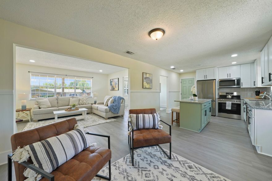 Welcome to your dream home! Just 3 miles West of Hurlburt Field, this newly renovated gem boasts a contemporary interior with 3 spacious bedrooms and 2 modern bathrooms. New ROOF, New WATER HEATER, and Newer HVAC (2017). As you pull up to the house, you'll be greeted by a charming brick exterior and large front porch. Step inside to discover a bright and airy home. The living and dining rooms, kitchen, as well as sitting/breakfast area are all visibly highlighted in the open concept floor plan. With large windows in both the living and dining rooms, you will enjoy plenty of natural light. 

The kitchen is a chef's delight, equipped with all new stainless steel appliances, Shaker-style cabinets, and new granite countertops. The vertically-stacked, glazed subway tile creates a warm, sophisticated elegance. You will have plenty of space for both meal prep and sitting, with the 5 foot long island. Off the kitchen, you have the dining room to the left, and a sitting area with fireplace to your right. The sitting area, with its versatile location, can double as a breakfast area, office space, or reading nook!

The master bedroom is a private retreat, complete with two closets and an en-suite bathroom. It is rare to find a bedroom of this size in an older home, but with over 275 SF of space, you can easily fit a complete bedroom suit with King size bed, as well as a desk, bench, and/or chaise lounge! The master offers its own private entrance/exit to the backyard and patio. The master bath boasts a large vanity with granite countertops, plus a tiled walk-in shower.

The 2 additional bedrooms are equally as spacious, and share a beautifully updated second bathroom with custom-built shelving, a new vanity with granite countertops, and bathtub with porcelain tile surround. 

One of the stand-out characteristics of this home is the sizeable backyard. The concrete patio is perfect for outdoor dining, or simply relaxing, while enjoying your serene sanctuary. The fenced yard provides added privacy, and is rounded out with a large storage building for housing yard equipment, tools, and/or children's toys.

Located in a quiet, friendly neighborhood, you'll enjoy the easy access to schools, military bases, beaches, and shopping. Don't miss this opportunity to make this charming, move-in-ready home yours! 