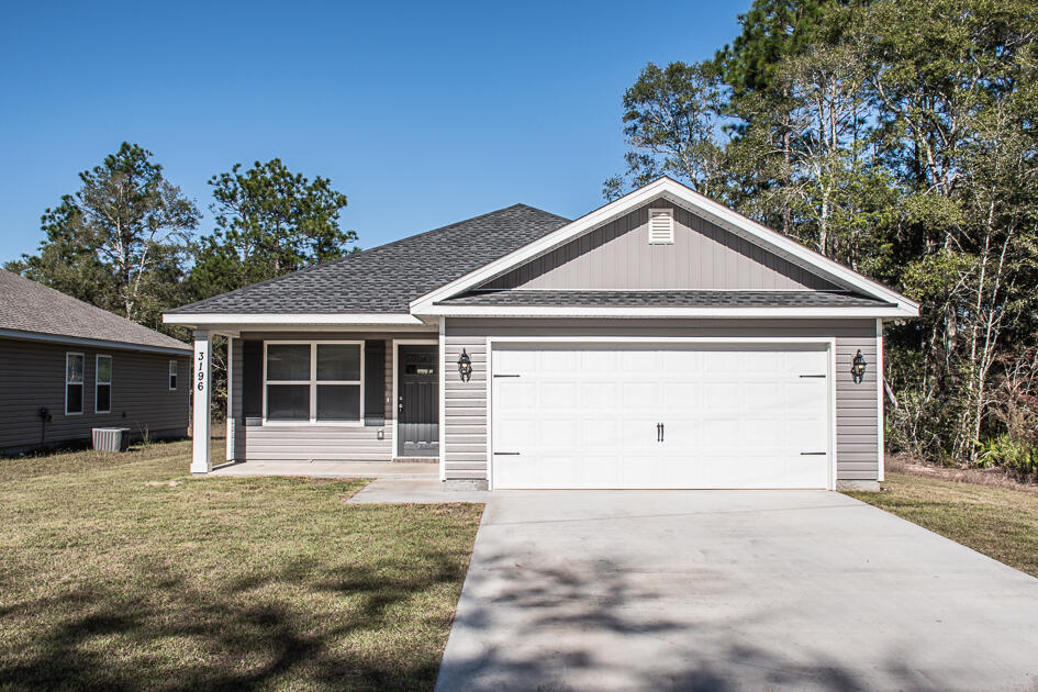 Available 02/10/25.....Newer home in the Garden City community located in North Crestview has open concept living and great curb appeal.  Covered front porch with 2 car garage on level lot. Neutral colors with natural light.  Spacious rooms, breakfast bar, granite counters, stainless appliance package with fantastic white cabinets.  Nice master suite w/ dual closets and bathroom vanities.  Covered back porch and level yard.  No inside smoking or vaping.  Pets will be allowed with a $400 non-refundable pet fee and owner approval.  Country living and no HOA restrictions.