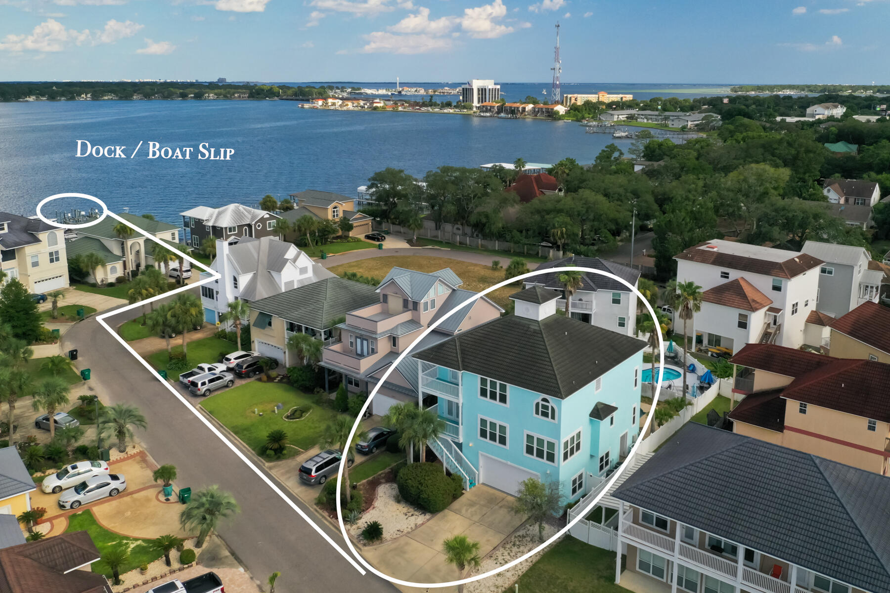 STUNNING HOME WITH BOAT SLIP!! Nestled in the desirable Palm Harbor community, this 3-story home offers expansive views of the bayou, spacious living, and ideal amenities for both everyday living and entertaining! The second floor welcomes you with two expansive living areas, a bright and open kitchen, dining area, half bathroom, and laundry room. Large windows flood the space with natural light creating an inviting atmosphere. All four bedrooms are located on the top floor, including the luxurious primary suite featuring bayou views, a tray ceiling with ambient lighting, private balcony, and a spa-style bathroom. The master bathroom includes a soaking tub, walk-in shower, double vanity, makeup station, and a generous walk-in closet. Two additional bedrooms upstairs share a jack & jill bathroom and one includes it's own balcony. The ground level features two over-sized bonus rooms, one with a full bathroom. Enjoy Florida living with a screened-in Florida room, private pool, hot tub, and outdoor shower. A massive garage provides ample space for cars, tools, or water toys. This thoughtfully designed home provides comfort, space, and stunning views. Don't miss the opportunity to own a beautiful property with a private boat slip with a 16,000 pound lift!