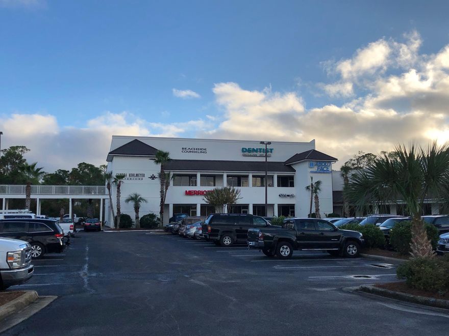 1392 Square Foot office space, centrally located in Miramar Beach. This 2nd floor office space is accessed via stairwell or elevator. The nicely appointed office consists of 3 large offices, reception area with additional windowed office, rear break room & restroom. The rear of the space leads to a back stairwell leading down to additional parking spaces. The tenant has the ability to place its signage above the storefront located where ''Beachside Counseling'' is currently located. The lease rate is $14/SF base rent + Association Dues $557 + sales tax = $2329.31.