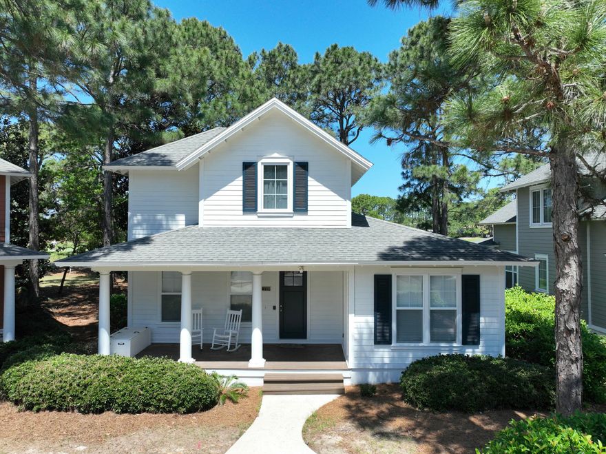 Nestled on a quiet cul-de-sac in the sought-after Laurel Grove neighborhood, this quaint and charming 3-bedroom, 3-bath cottage offers serene living with expansive views of the 3rd hole on the Raven Golf Course. It's move in ready to be used as a permanent residence, second home, or as a short term vacation rental. Bright and airy throughout, this home is being sold furnished and WITH A SIX SEATER TOMBERLINE GOLF CART. It features hardwood floors in the main living area, brand NEW carpet in the bedrooms, and two spacious covered porches perfect for relaxing or entertaining year-round. The exterior and interior of the home were NEWLY painted in October 2024. A home inspection was preformed by the current insurance carrier and received a favorable rating and premium. The home features UPGRADED GRANITE coutertops in kitchen and all 3 bathrooms. It's conveniently located near the pool, clubhouse, and fitness center. Located within the Sandestin Beach Resort, residents enjoy exclusive access to resort-style amenities including a pool, spa, and fitness club. The home's unbeatable location also offers close proximity to the shops, restaurants, and entertainment of Grand Boulevard. Whether you're looking for a full-time residence, vacation getaway, or investment opportunity, this beautifully maintained cottage combines charm, comfort, and convenience in one perfect package. 