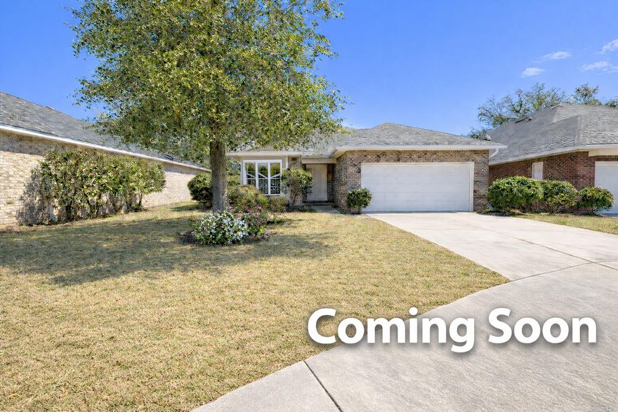 Welcome home to this Niceville brick beauty. Well maintained 3 bedroom home  built by the well known Huff Builders.   Conveniently located within minutes to Eglin Air Force Base for anyone prioritizing a short drive to work. Subdivision  features sidewalks and streetlights. The home features a new HVAC system in 2024, LVP flooring throughout the main living area, a warm and inviting gas fireplace surrounded by built in cabinets . The layout is both functional and comfortable,  Dining Room, kitchen and living room are open to each other and features 10' ceilings and 8'doors.  The added  closed back patio is vented for air and heat. making this a great place for morning coffee.  Granite countertops, breakfast bar and newer stainless steel dishwasher and stove appiances complete the kitchen  New shower and tub in guest bathroom.  Separate audio/video closet.New garage door opener and key pad. Interior of home is
 being completely painted and will be on the market before the end of March.  Transferable termite bond  with Bryan Pest.  No HOA  fees.  Don't miss your opportunity to make this house your home!!!
