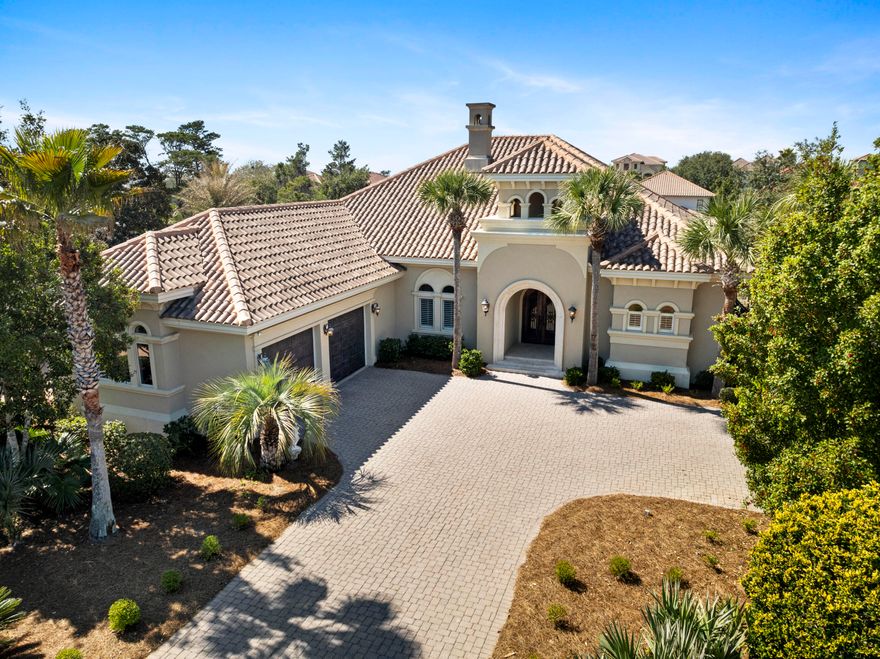 Great opportunity to own a beautiful Mediterranean home in the exclusive gated community of BellaMar on 30A, a unique neighborhood offering the 30A lifestyle with coastal tranquility, as there are no short term rentals.  BellaMar is just across from the emerald waters and beach and offers its own private beach access. Enter this custom home through an iron door into foyer and living area with a gas limestone fireplace and 14 ft. ceilings, which are located throughout the house.  There is a separate dining room leading to a large gourmet chef's kitchen with gas cook top and grill, double ovens, warming drawer, wine cooler, new refrigerator, and custom cabinets.  The kitchen opens to a large living area with stunning views of the 20X16 Heated Pool and 18X22 Covered Screened Porch. This one-story excellent functional floor plan allows the living area to be positioned in the middle of the house with the private master suite occupying one side and the three additional guest bedrooms,  two of which are ensuite, on the opposite side of the living area.  The large master suite has three walk-in closets. The house has all arched interior doorways.  Plantation Shutters are throughout the house.  The 30' X 23' oversized garage will accommodate two cars plus extra space for storage, Paddleboads, kayaks, etc. The back yard is completely enclosed with a black wrought iron fence.  Seller has the following reports: Roof Report, Stucco-Moisture Report and Home Inspection Report, and repairs have been made as per all three reports.  There are 2 AC's that are 6 and 7 years old.  Seller's insurance premium is $7,986 annually with Term Brokers.  Roof is Original and has been inspected with repairs made; Water Heater is 18 years old.  This house is vacant and move-in ready.  Property is selling As-Is.