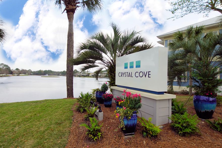 Short Sale. Rare Find...Charming second story one bedroom waterfront condo in Crystal Cove within Sandestin Resort. The second floor units in this condo have high ceilings that add to the appeal of the open floor plan. Ceramic tile flooring for ease of maintenance. Four sliding doors along the back of the unit access the large balcony with serene water views. Buyer to verify all room dimensions. Sold As-Is.