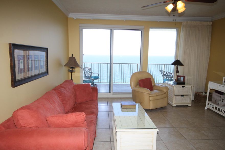 Perhaps the best view of the entire beach. This is a beautiful unit with new, high efficiency heating and air. The unit features gulf views from the master bedroom, living & dining areas. Located on the much desired Thomas Drive, within walking distance of St. Andrews State Park, fine restaurants, nearby fishing, amusement attractions and golf. Treasure Island offers a beautiful, unobstructed view of the coastline while sitting on your balcony or relaxing in your unit. From your large front balcony you can enjoy the breathtaking view of the beautiful St. Andrews Park and watch the fishing boats and ships going through the Pass. All information is believed to be correct but should verified by the Buyer.