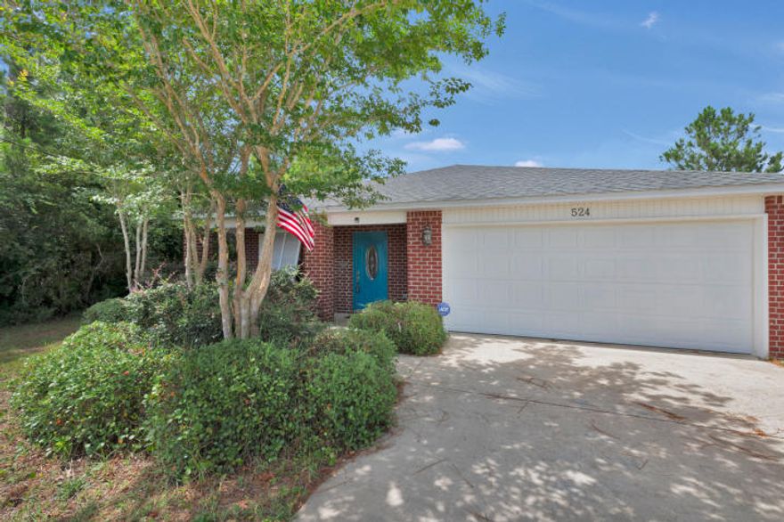 AVAILABLE: 2/11/22.  SECURITY DEPOSIT = $1,950. SORRY, NO PETS/SMOKING. Covered front porch. Open floor plan. Home features lots of great upgrades: cherry wood cabinets, stainless steel appliances, breakfast bar, pantry, security system, recessed lighting & treyed ceilings. Master w/ wood flooring, walk in closet & double vanity sinks. Carpet in the 2 additional bedrooms. Tile in the rest of the home. Inside utility room w/ shelving & washer/dryer. 2 car garage w/ auto opener & storage. All electric! Screened patio off back of home to enjoy, Privacy fenced backyard w/ lawn pump/sprinkler system on timer for easy lawn care. Close & convenient to schools, shopping, restaurants, beaches & Hurlburt AFB. Make this your GORGEOUS home, sweet, home & enjoy...