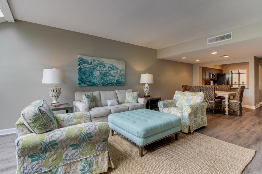 5111 Beachwalk is located in the sought after Beach Side of the Sandestin Resort. This two bedroom, 3 bath freshly renovated villa is located on one of the many lakes in the community. The private patio off of the living room overlooks the lake. The lake is stocked so try your hand at catch and release!  The living, dining, half bath and kitchen complete the first floor, the two bedrooms are upstairs. Beautiful cabinets and stainless steel appliances complete your kitchen. Vinyl wood like flooring thru out the downstairs for easy upkeep. The upstairs master overlooks the lake . The washer /dryer is located in the hallway on your way to the second bedroom. This Villa has projections of $29,000-$35,000.  Beachwalk HOA is $300 a month and Sandestin HOA is $393.83 a quarter.