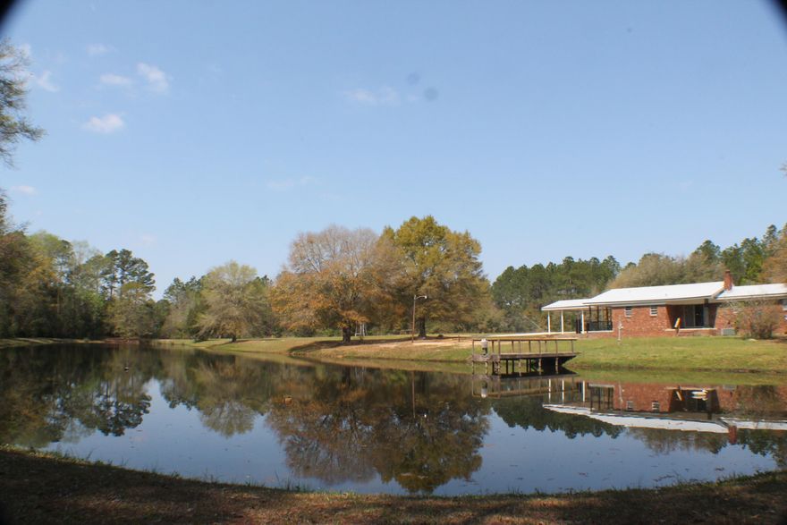 10 Acres and a pond in town ! All brick home metal roof in great condition wth a well and city water! There is a huge clear are for a garden , all the animals or a place for your new barn! Bring the fish food and the four wheelers!