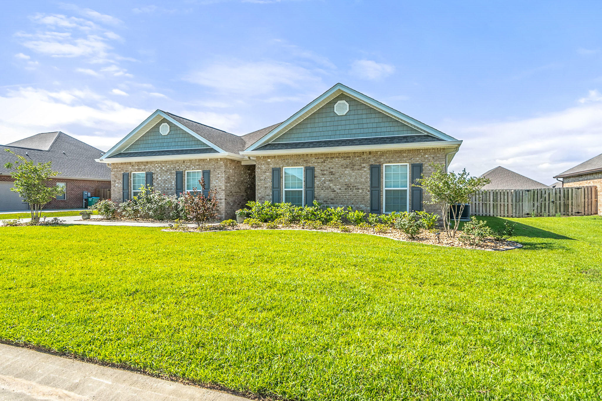 GORGEOUS! This 2017 home is turn-key and ready to move in. Fantastic location close to schools and amenities and a quick commute to all area bases. 4 bedrooms and 2.5 baths with a functional open and split bedroom floor plan. Living features double trey with crown molding and raised ceilings. Granite throughout kitchen and baths. All the extras have been added: blinds, whole house gutters, screened-in porch, gazebo, and shed/yard building. Schedule your showing today!Buyer to verify all information deemed pertinent.