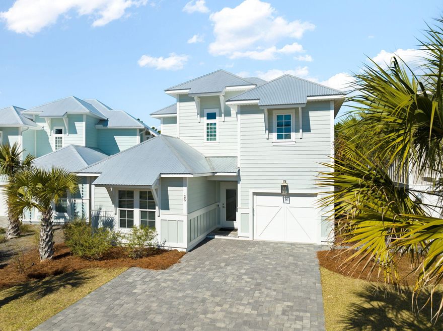 Welcome to 25 Sugar Sands Dr, located in the desirable Sugar Sands Estates at the west end of 30A. This beautifully designed home by Cole Construction features the Heron floor plan, with a bedroom and en suite bath on the 1st floor for added convenience. The 2nd floor boasts the spacious primary bedroom along with two additional bedrooms. The center island kitchen, complete with quartz countertops and stainless steel appliances, flows seamlessly into the Great Room, making it perfect for entertaining. Extra touches throughout the home include rounded corners, thick crown molding, and pocket doors for the pantry and half bath. Enjoy the luxury of a 2nd-floor laundry, covered paver patio overlooking the serene Nature Preserve, and a gas line ready for your grill. Additional amenities include an irrigation system, paver driveway, and a rental policy of 6 months or longer. The community offers a gated clubhouse and pool just down the street. This home is ready to welcome you!



