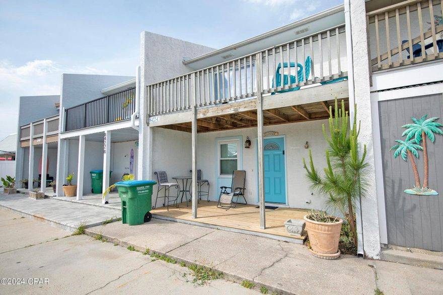 Welcome to your slice of paradise at 8422 Thomas Drive! This perfect beach rental offers an unparalleled coastal lifestyle, which is on the East end of Panama City Beach in the Bel Air Community. Steps away from the Gulf of Mexico, sugar white sands and emerald green water. 2 bedrooms, 1.5 bathrooms, and fully furnished for your convenience, this charming retreat is an ideal investment opportunity as a vacation rental or a tranquil primary beach home. Relax at home with the full kitchen or dine out, with multiple restaurants nearby. Wake up to breathtaking sunrises and spend lazy afternoons soaking up the sun on your front porch or balconies, or unwind with spectacular sunsets over the Gulf. Convenience is key, with a plethora of restaurants, entertainment options, and an amusement  park/arcade within easy reach. Whether you're craving fresh seafood or vibrant nightlife, everything you desire is just moments away. The backyard of this beachside haven is fenced, offering privacy and the opportunity to create your own oasis. Transform the space with a water feature, hot tub, or swim spa, or indulge your green thumb and landscape to your heart's content. The possibilities are endless for creating your personal sanctuary at the beach. With no HOA, this townhome is ideal for both long-term and short-term rental investments. Recently replaced roof in 2021, this property offers peace of mind and hassle-free ownership. Whether you're seeking a lucrative investment or a permanent beach retreat, 8422 Thomas Drive checks all the boxes. Bonus- all furniture is included, making it perfect for a turnkey investment opportunity or for personal use! Schedule your visit today and let the soothing waves and the salty ocean breeze welcome you home.