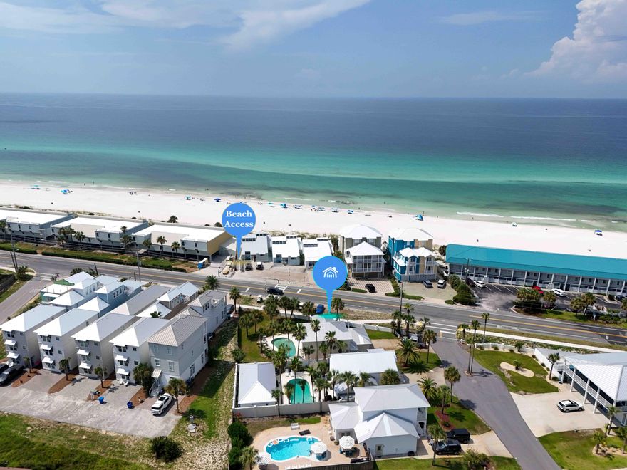 Located on the desirable West End of the beach, this home is just a walk across the street from the world's most beautiful beaches! Only 225ft away from beach access, this home is also convenient to pier park, 30 avenue and rosemary beach, you'll never have to go anywhere else. This home is equipped with a new updated kitchen, breakfast bar, new flooring, a newer roof (5years), newer hot water heater (4years) and the HVAC is only a few months old (April 2024). You'll also get a gorgeous balcony and covered deck below, lots of natural lighting and to top it off, an in-ground private pool perfect for the swiftly approaching summer! The fenced in back yard gives you all the privacy you'll need while enjoying the outdoor shower and covered patio. Comes with an equipped sprinkler system and a 2 car garage.

Located on the desirable West End of the beach, this home is just a walk across the street from the world's most beautiful beaches! Only 225ft away from beach access, this home is also convenient to pier park, 30 avenue and rosemary beach, you'll never have to go anywhere else. This home is equipped with a new updated kitchen, breakfast bar, new flooring, a newer roof (5years), newer hot water heater (4years) and the HVAC is only a few months old (April 2024). You'll also get a gorgeous wrap around balcony, lots of natural lighting and to top it off, an in-ground private pool perfect for the swiftly approaching summer! The fenced in back yard gives you all the privacy you'll need while enjoying the outdoor shower and covered patio. Comes with an equipped sprinkler system and a 2 car garage.

You'll get this home fully furnished with all new appliances. Contact your favorite agent for a showing!